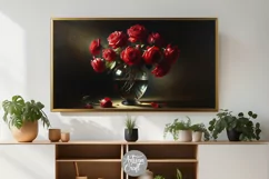 Rose Frame TV art, glass vase, dark, Valentine Frame TV art Product Image 3
