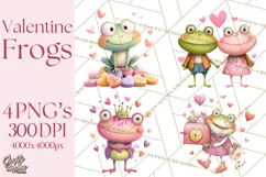 Valentine Frog Clipart PNG, Cute Valentine Frogs, Kids Product Image 1