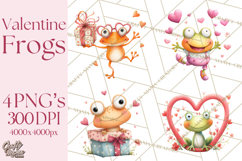 Valentine Frog Clipart PNG, Cute Valentine Frogs, Kids Product Image 1