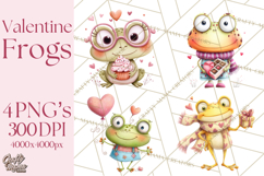 Valentine Frog Clipart PNG, Cute Valentine Frogs, Kids Product Image 1