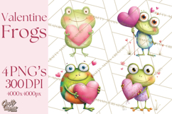Valentine Frog Clipart PNG, Cute Valentine Frogs, Kids Product Image 1