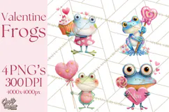 Valentine Frog Clipart PNG, Cute Valentine Frogs, Kids Product Image 1