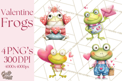 Valentine Frog Clipart PNG, Cute Valentine Frogs, Kids Product Image 1