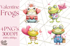 Valentine Frog Clipart PNG, Cute Valentine Frogs, Kids Product Image 1