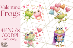 Valentine Frog Clipart PNG, Cute Valentine Frogs, Kids Product Image 1