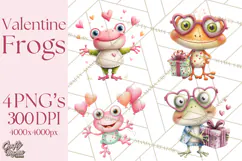 Valentine Frog Clipart PNG, Cute Valentine Frogs, Kids Product Image 1