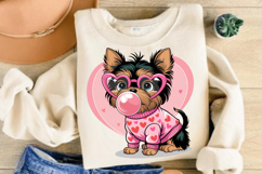 Valentine Funny Dog Pink Bubblegum Sublimation PNG Design Product Image 3