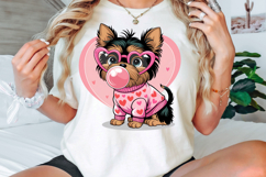 Valentine Funny Dog Pink Bubblegum Sublimation PNG Design Product Image 2