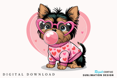 Valentine Funny Dog Pink Bubblegum Sublimation PNG Design Product Image 1