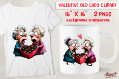 Funny Valentine ladies clipart Best friends with sweets PNG Product Image 1