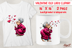 Single Valentine clipart Elderly lady Anti valentine PNG Product Image 1