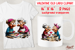 Elderly ladies Grandma Valentine Best friends clipart PNG Product Image 1
