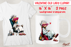 Anti valentine PNG Single Valentine clipart Elderly lady Product Image 1