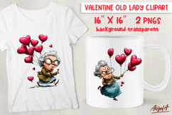 Single Valentine clipart Anti valentine Old lady balloon PNG Product Image 1