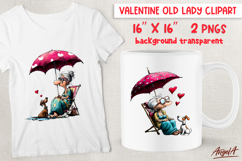 Happy Old lady with a dog Single Valentine clipart Summer Product Image 1