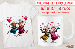 Funny elderly ladies Valentine Best friends dancing clipart Product Image 1