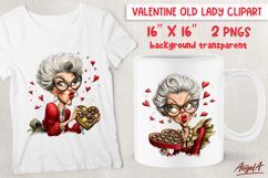 Single Valentine clipart Happy elegant lady with sweets PNG Product Image 1