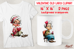 Single Valentine clipart Sad Elderly lady PNG Product Image 1