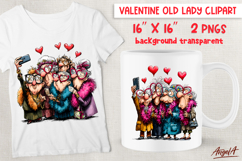 Funny Valentine elderly ladies Best friends celebrating PNG Product Image 1