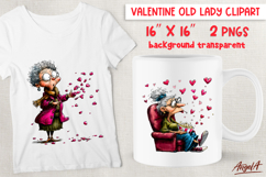 Single Valentine clipart Funny Old lady Anti valentine PNG Product Image 1