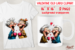 Funny Valentine elderly ladies Best friends laughing PNG Product Image 1