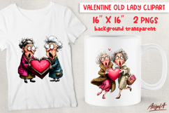 Funny Valentine ladies clipart Best friends with heart PNG Product Image 1