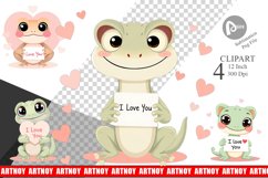 Valentine Gecko Cartoon Clipart Product Image 1