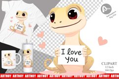 Valentine Gecko Cartoon Clipart Product Image 1