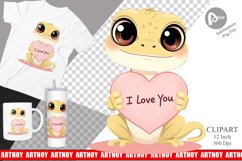 Valentine Gecko Cartoon Clipart Product Image 1