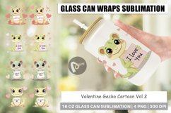 Glass Can Wraps Valentine Gecko Cartoon Product Image 1