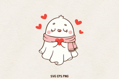 Cute Ghost Bundle | Kawaii Valentine Ghosts Clipart Pack SVG Product Image 2