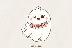 Cute Ghost Illustration | Kawaii Love Spirit Clipart SVG PNG Product Image 1