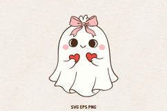 Cute Ghost Illustration | Kawaii Love Spirit Clipart SVG PNG Product Image 1