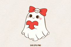 Cute Ghost Bundle | Kawaii Valentine Ghosts Clipart Pack SVG Product Image 9