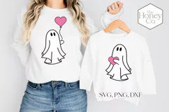 Ghost Valentine Heart SVG | Ghost SVG | Valloween Ghost Product Image 1