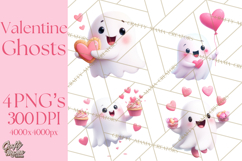 Adorable Valentine Ghosts Cute Ghost Bakery Clipart Heart Product Image 1