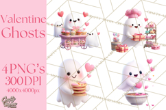 Adorable Valentine Ghosts Cute Ghost Bakery Clipart Heart Product Image 1