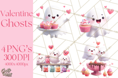 Adorable Valentine Ghosts Cute Ghost Bakery Clipart Heart Product Image 1