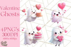 Adorable Valentine Ghosts Cute Ghost Bakery Clipart Heart Product Image 1