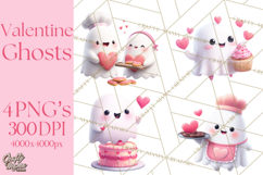 Adorable Valentine Ghosts Cute Ghost Bakery Clipart Heart Product Image 1