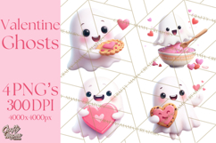 Adorable Valentine Ghosts Cute Ghost Bakery Clipart Heart Product Image 1
