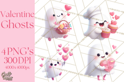 Adorable Valentine Ghosts Cute Ghost Bakery Clipart Heart Product Image 1