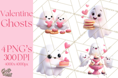 Adorable Valentine Ghosts Cute Ghost Bakery Clipart Heart Product Image 1