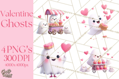 Adorable Valentine Ghosts Cute Ghost Bakery Clipart Heart Product Image 1
