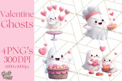 Adorable Valentine Ghosts Cute Ghost Bakery Clipart Heart Product Image 1