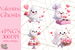 Adorable Valentine Ghosts Cute Ghost Bakery Clipart Heart Product Image 1