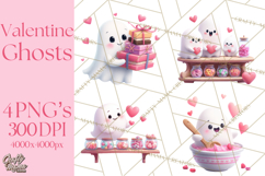 Adorable Valentine Ghosts Cute Ghost Bakery Clipart Heart Product Image 1