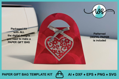 3D Valentine Gift Bag, Paper Gift Bag, Valentine Purse SVG Product Image 6