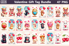 Valentine Animals Gift Tag Bundle | Junk Journal Card Product Image 1