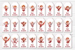 Valentine Gift Tag designs Valentine&#039;s day tag printable PNG with watercolor Baby Angels and Boys Cupid Cute Printable Design